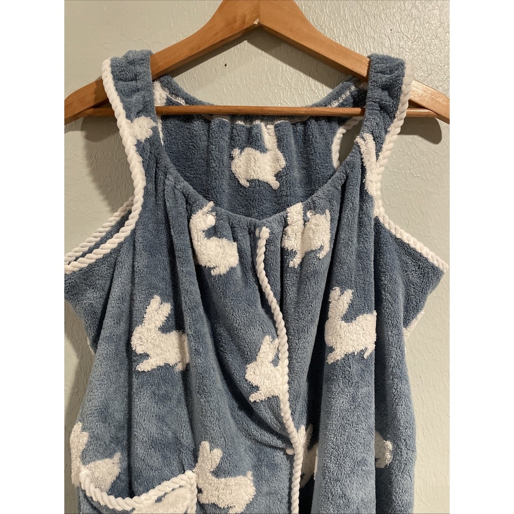Super Soft Bunny Rabbit Fleece Bath Robe After Shower Sleeveless Snap Closure OS - Picture 2 of 5